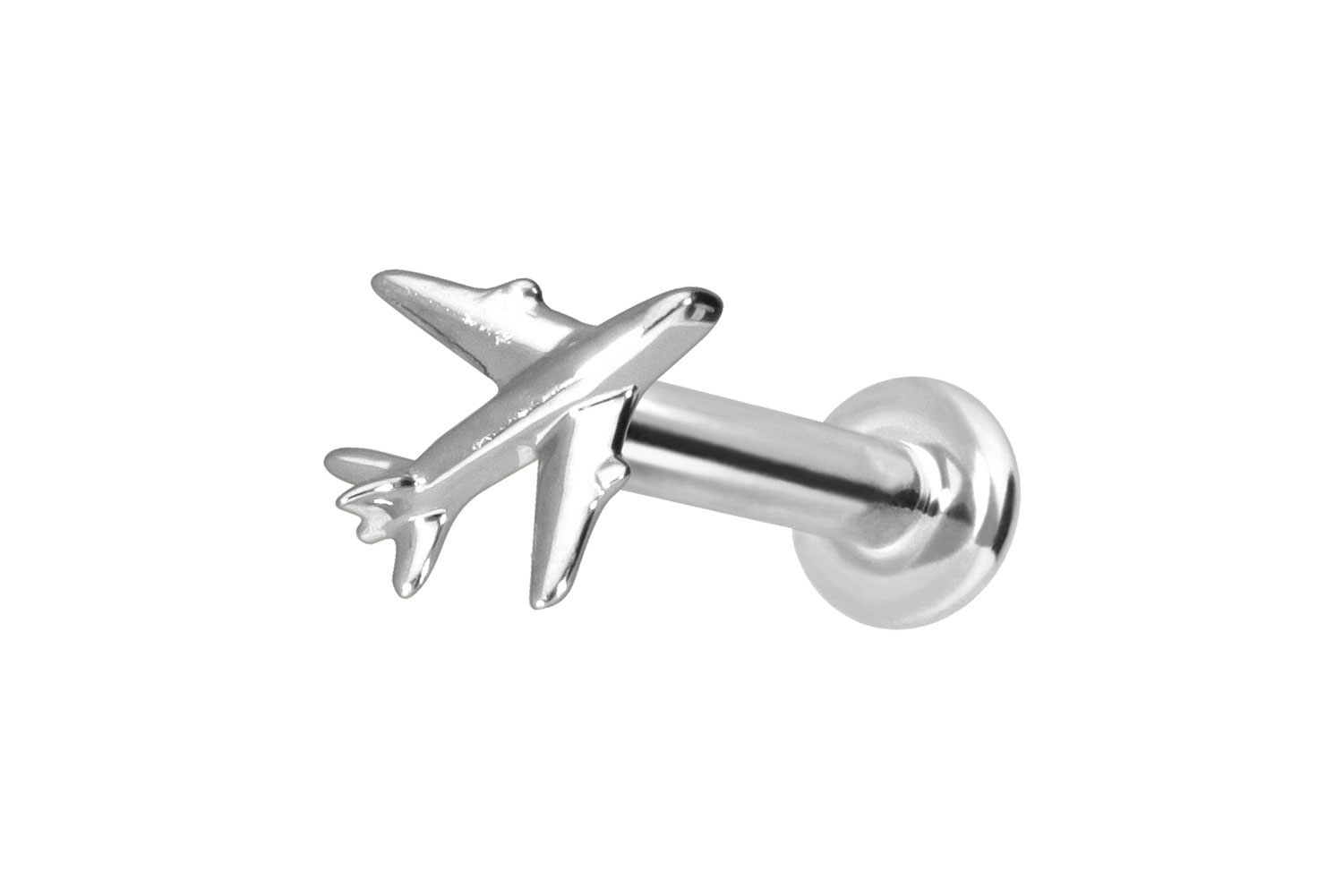 14 Karat Gold Labret Piercing mit Innengewinde FLUGZEUG